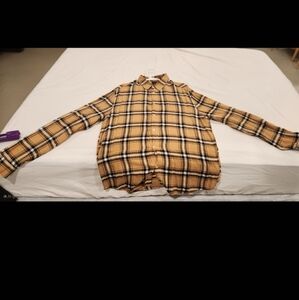 H&M Tan and Black Plaid Shirt H&M SIZE L
